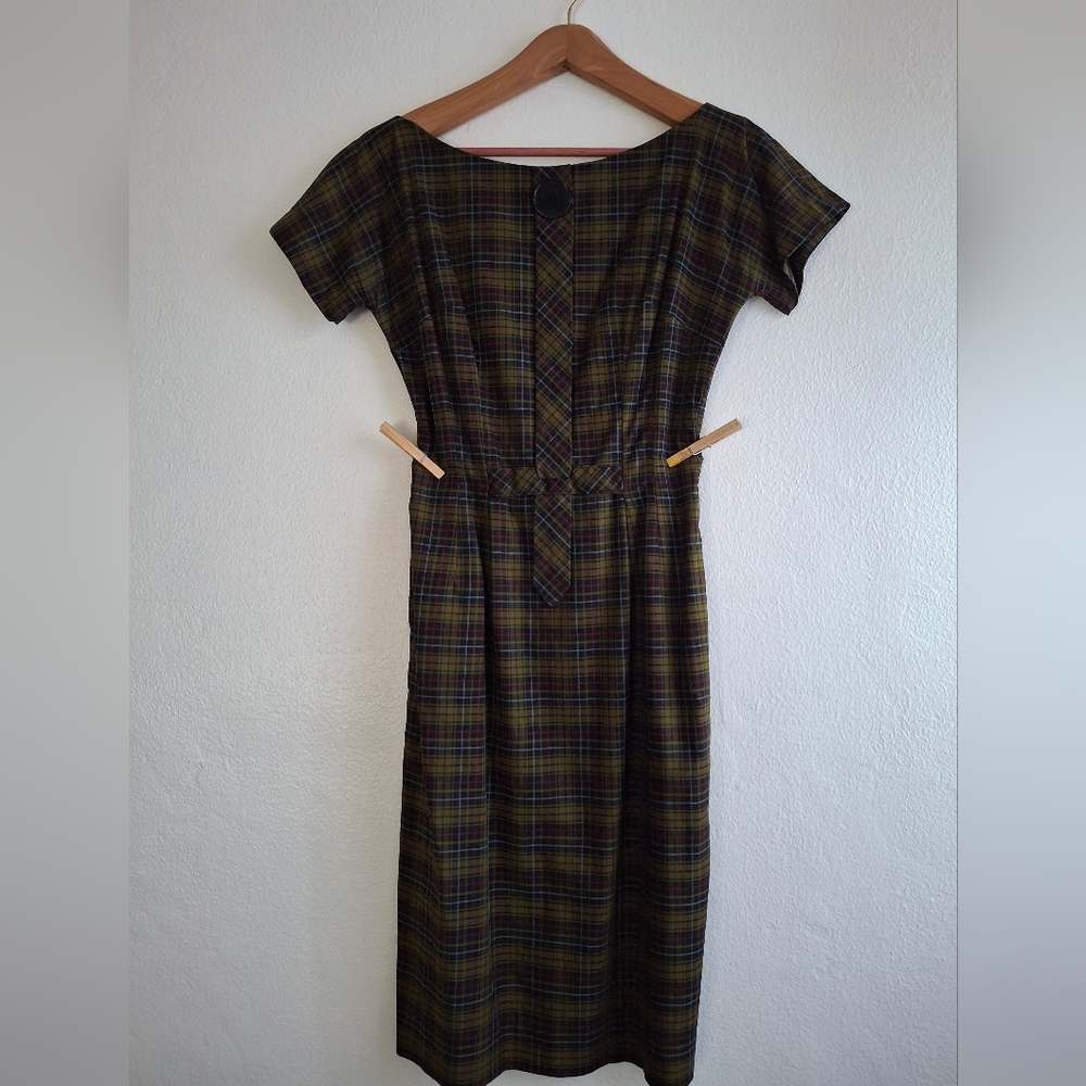 Vintage 1950s Plaid Women's Dress - image 2
